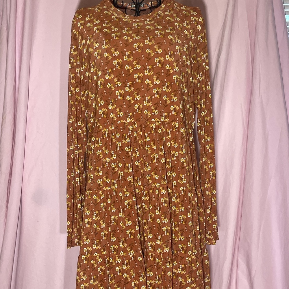 Lily Rose Rust Floral Long Sleeve Dress